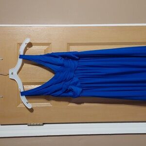 David's bridal long mesh dress with cowl back detail